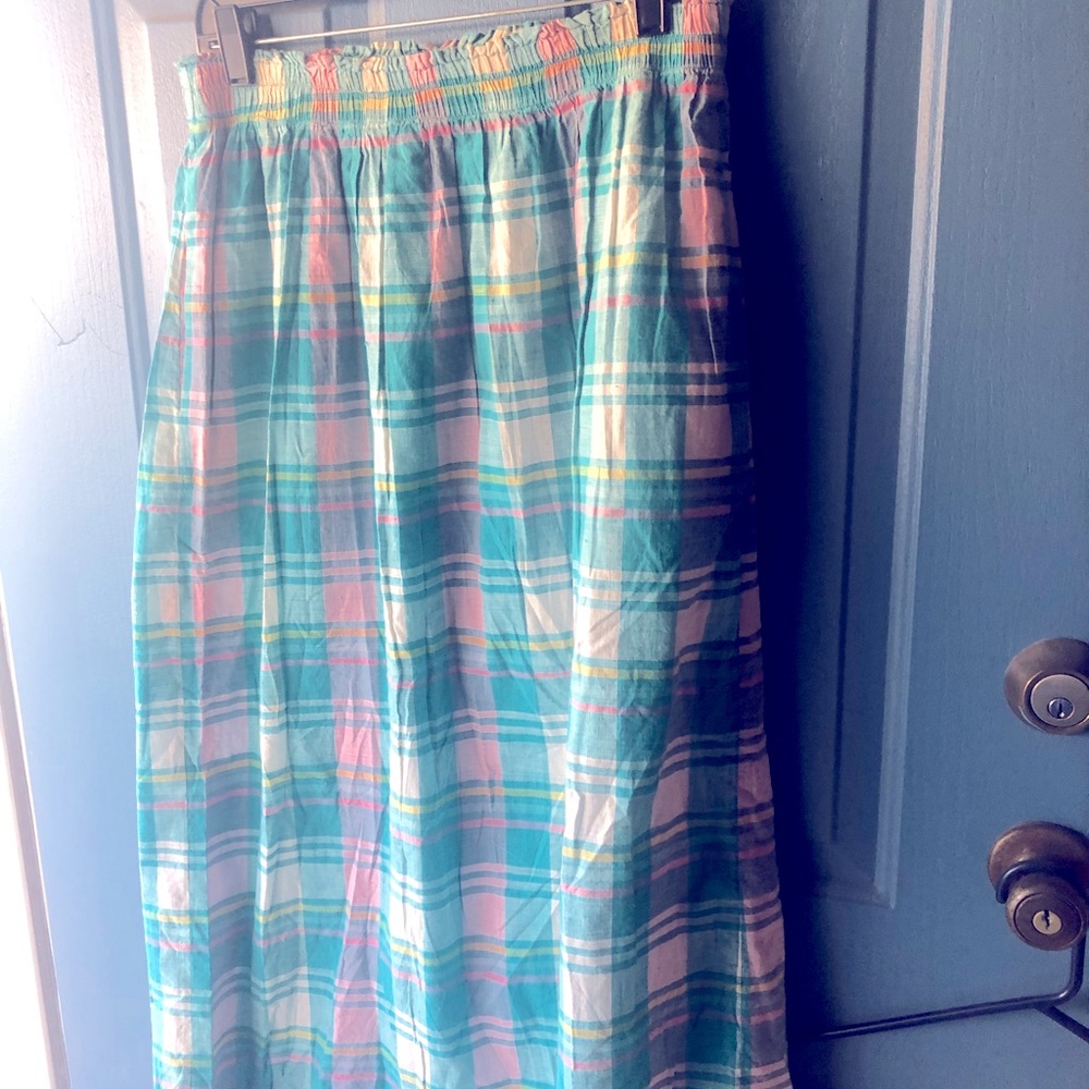 Teal Plaid Cotton Skirt